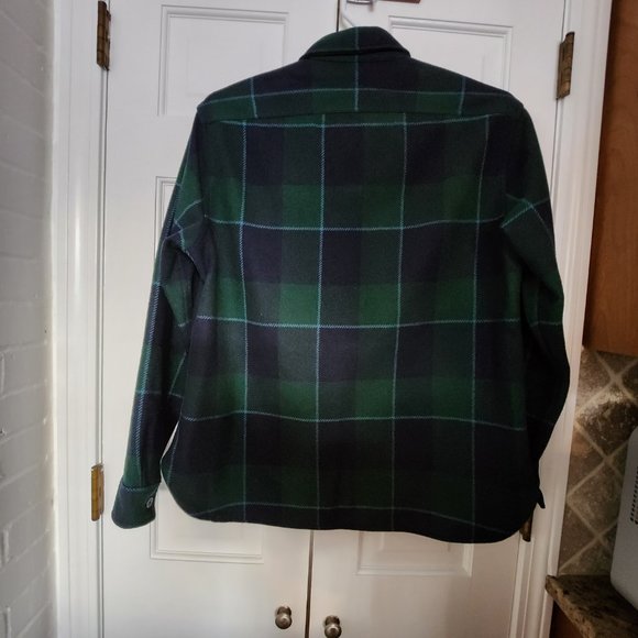 J Crew Wool Shirt - Large - Navy Green Blue Plaid - Picture 6 of 14